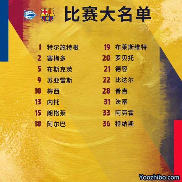 <a href=/shipin/zuqiuzhibo/barcelona/ target=_blank class=infotextkey>巴萨</a>收官战vs阿拉维斯大名单