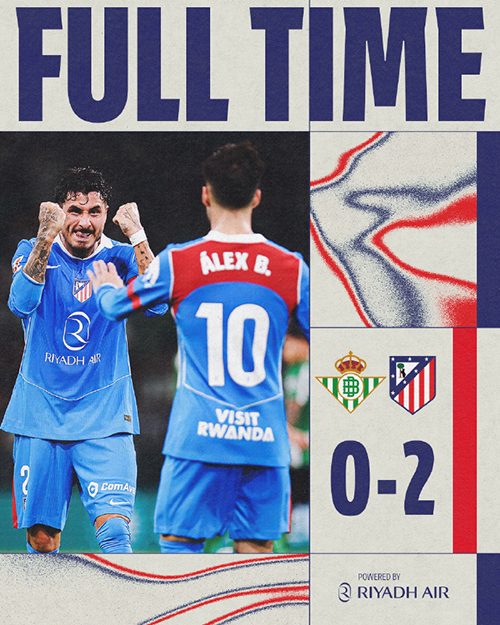 西甲：马竞2-0贝蒂斯 小西蒙尼世界波 巴埃纳处子球 小蜘蛛助攻